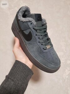 ЗИМУ ЗАМШ! Чоловічі кросівки Nike Air Force Low Dark Grey Winter