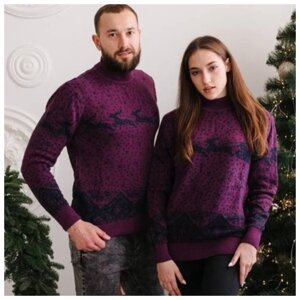 Зимний новогодний шерстяной свитер с оленями теплый (унисекс)