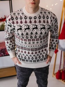 Зимовий Новорічний вовняний светр з оленями теплим