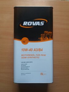 Rovas 5W-40 A3 / B4 (5 л) Повністю синтетичне моторне масло для легкових автомобілів