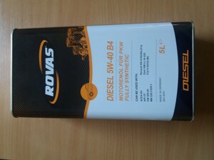 Rovas Diesel 5W-40 B4 (5 л) Повністю синтетичне моторне масло для легкових автомобілів