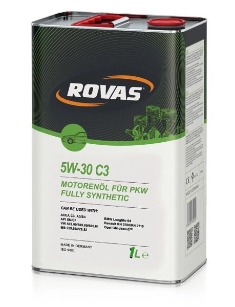 Rovas 5W-30 С3 (1 л) Повністю синтетичне моторне масло класу Mid SAPS для легкових автомобілів від компанії ТехАгроПартс - фото 1