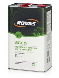 Rovas 5W-30 С4 (1 л) Повністю синтетичне моторне масло класу Low SAPS