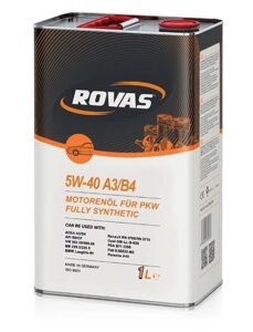 Rovas 5W-40 A3 / B4 (1 л) Повністю синтетичне моторне масло для легкових автомобілів