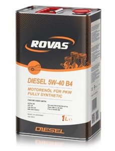 Rovas Diesel 5W-40 B4 (1 л) Повністю синтетичне моторне масло для легкових автомобілів