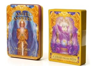 Ангел відповідає на карту Оракула Angel Answers Oracle card 44 карт у жерстяній коробці з позолоченим тисненням