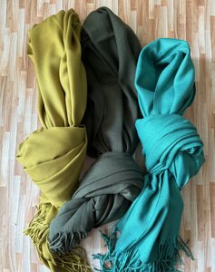 Кашеміровий шарф кольору хакі, великий жіночий шарф