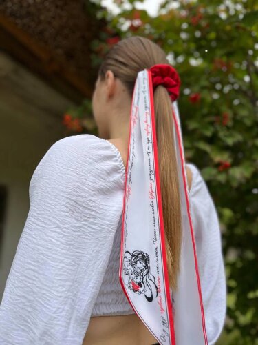 Резинка+твіллі для волосся колекція Україна "Червона калина"
