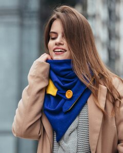 Шарф-бактус жовто-синій "Единбург", жіночий шарф, великий жіночий шарф