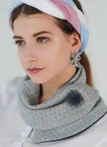 Шарф "Париж", міні-снуд, шарф з хутром, шарф на ґудзиках, подарунок жінці