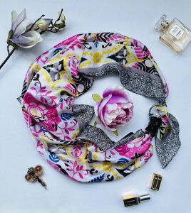 Шовкова хустка My Scarf "Квітковий вальс" шийна хустка, подарунок жінці