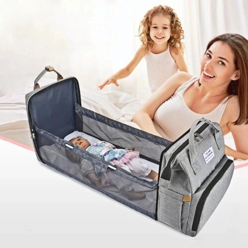 Сумка-рюкзак для мам і ліжечко для малюка Diaper Bag 2 в 1