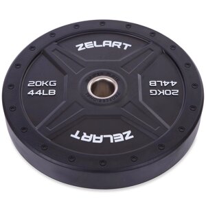 Бляхи (дискі) бамперні для кросфіту Zelart Bumper Plates TA-2258-20 51м 20кг чорний