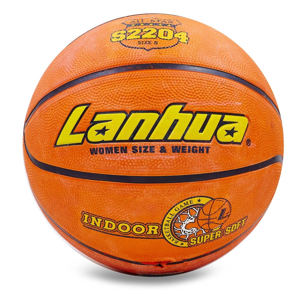 М'яч баскетбольний гумовий LANHUA Super soft Indoor S2204 No6 жовтогарячий від компанії Інтернет-магазин спортивних товарів "Sport Galaxy" - фото 1