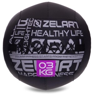 М'яч набивний для кросфіту волбол WALL BALL Zelart FI-2637-3 3 кг чорний