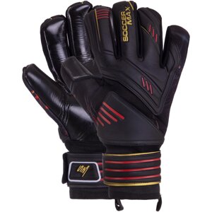 Рукавиці воротарські SOCCERMAX GK-003 розмір 10 чорний-червоний