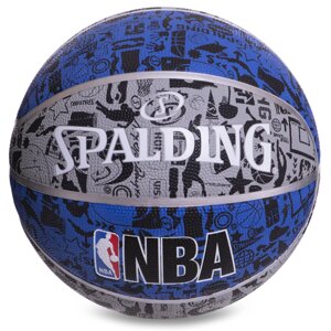 М'яч баскетбольний Composite Leather SPALDING NBA GRAFFITI Outdoor 83176Z No7 синій-серий