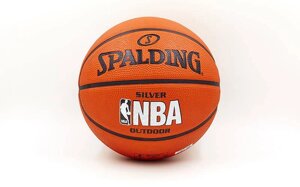 М'яч баскетбольний гумовий №5 SPALDING 83014Z 2014 NBA SILVER Outdoor (гума, бутил, оранжевий)