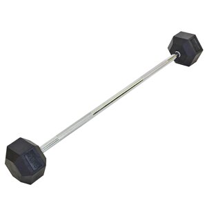 Штанга фіксована пряма обгумована Rubber Hexagon Barbell 20кг Record TA-6230-20 (гриф l-95см)