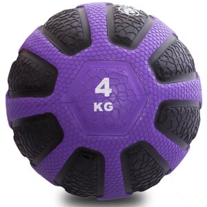 М'яч медичний медбол Zelart Medicine Ball FI-0898-4 4кг (гума, d-23см, чорний-фіолетовий)