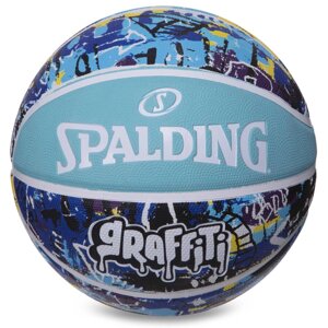 М'яч баскетбольний гумовий No7 SPALDING 8433Y GRAFFITI блакитний-синій в Києві від компанії Интернет-магазин спортивных товаров "Sport Galaxy"