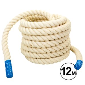 Канат для кроссфита COMBAT BATTLE ROPE UR R-6227-12 (бавовна, l-12м, d-4см, білий)