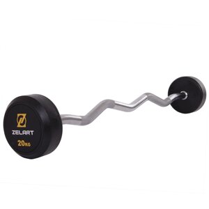 Штанги фіксована зігнута Zelart Rubbber Coated Barbell TA-2687-20 довжина-95cм 20Кг в Києві от компании Интернет-магазин спортивных товаров "Sport Galaxy"