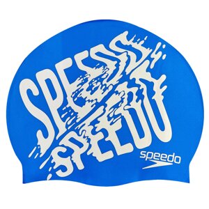 Шапочка для плавання SPEEDO SLOGAN PRINT 808385B957 (силікон, синій-сірий)