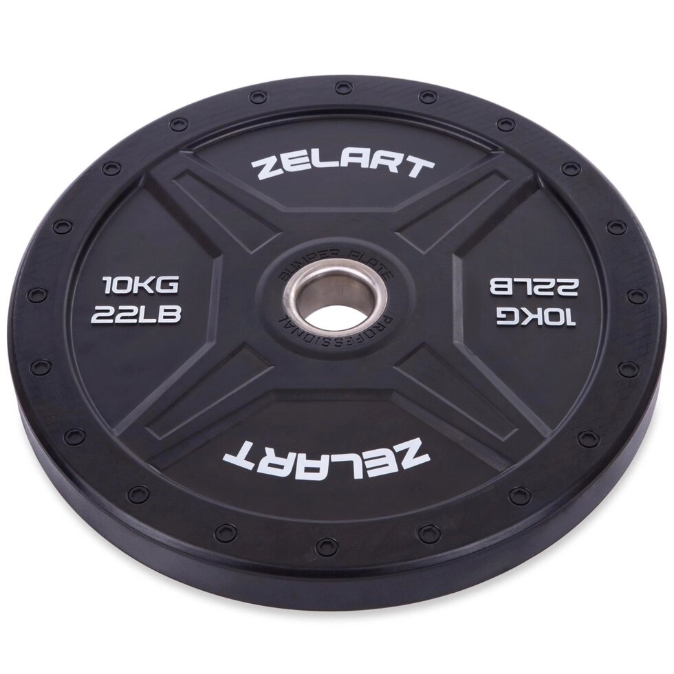 Бамперні диски для кроссфита Bumper Plates гумові d-51мм Zelart TA-2258-10 10кг (d-45см, чорний) від компанії Спортивний інтернет - магазин "One Sport" - фото 1