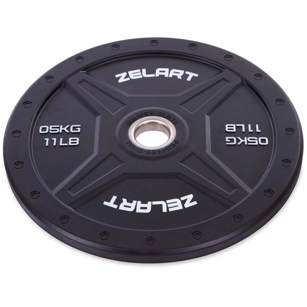 Бамперні диски для кроссфита Bumper Plates гумові d-51мм Zelart TA-2258-5 5кг (d-45см, чорний) від компанії Спортивний інтернет - магазин "One Sport" - фото 1