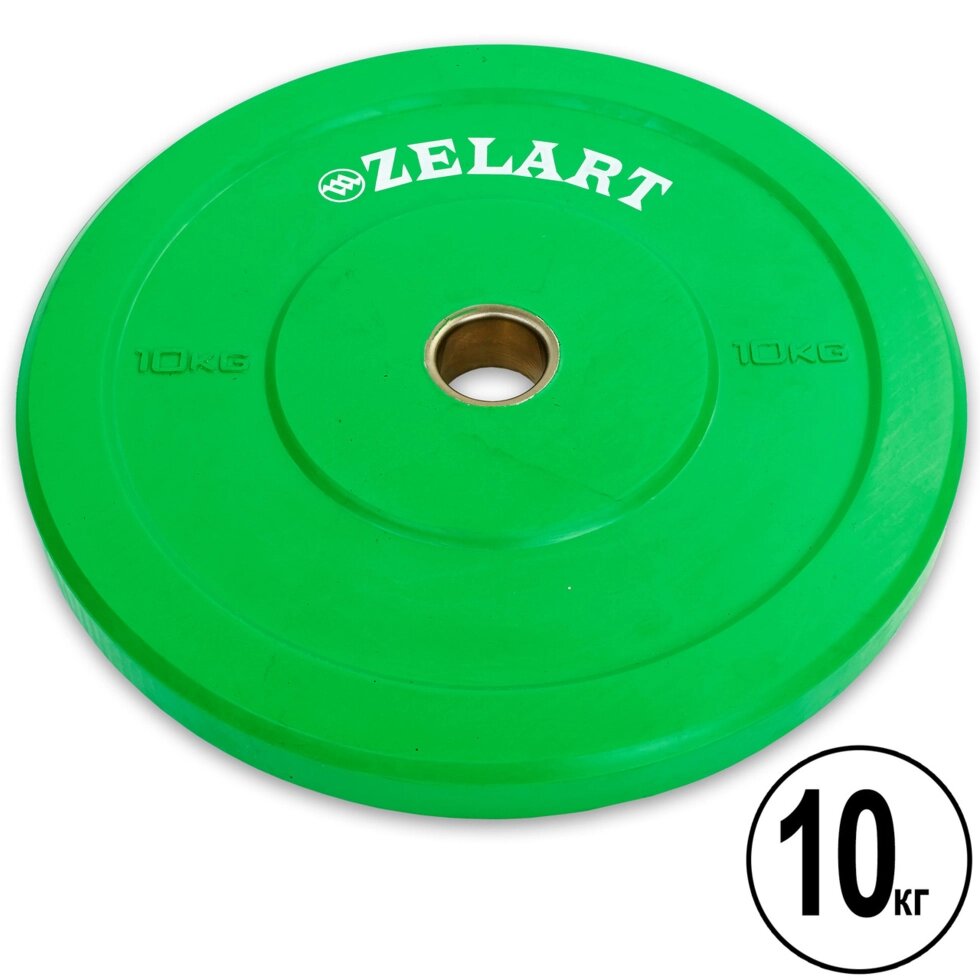 Бамперні диски для кроссфита Bumper Plates гумові d-51мм Zelart Z-TOP ТА-5125-10 10кг (зелений) від компанії Спортивний інтернет - магазин "One Sport" - фото 1