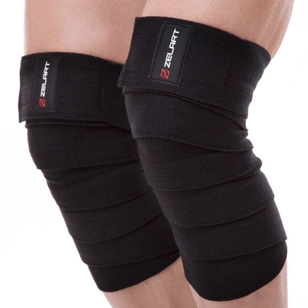 Бинти на коліна для присідань Zelart SB-167075 1 шт чорний від компанії Спортивний інтернет - магазин "One Sport" - фото 1