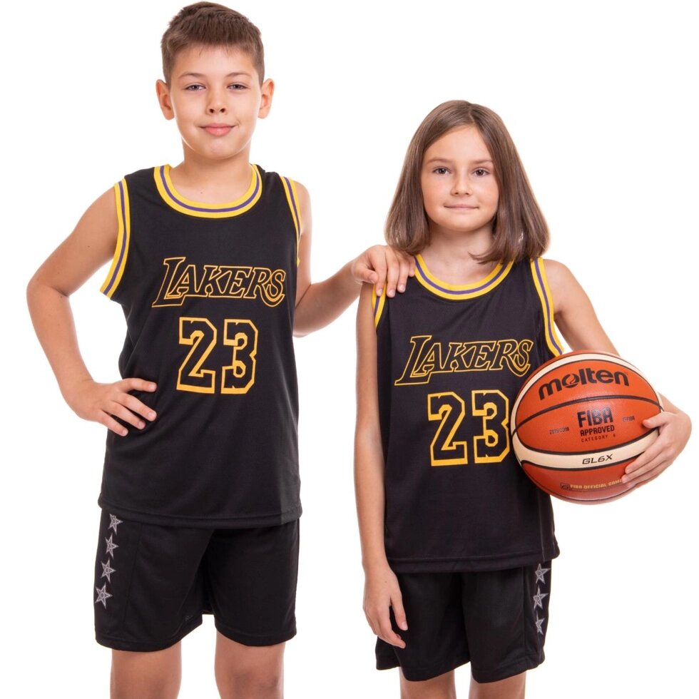 Форма баскетбольна підліткова NB-Sport NBA LAKERS 23 BA-0928 M-2XL чорний-жовтий від компанії Спортивний інтернет - магазин "One Sport" - фото 1