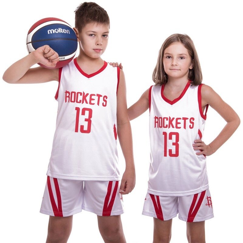 Форма баскетбольна підліткова NB-Sport NBA ROCKETS 13 BA-0966 M-2XL червоний-сірий від компанії Спортивний інтернет - магазин "One Sport" - фото 1