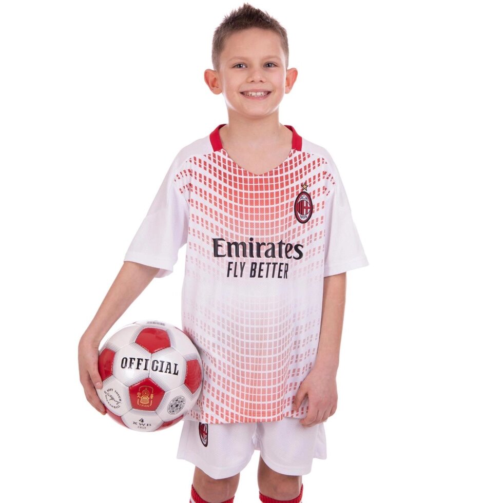 Форма футбольна дитяча AC MILAN гостьова 2021 Zelart CO-2455 8-14 років білий-червоний від компанії Спортивний інтернет - магазин "One Sport" - фото 1