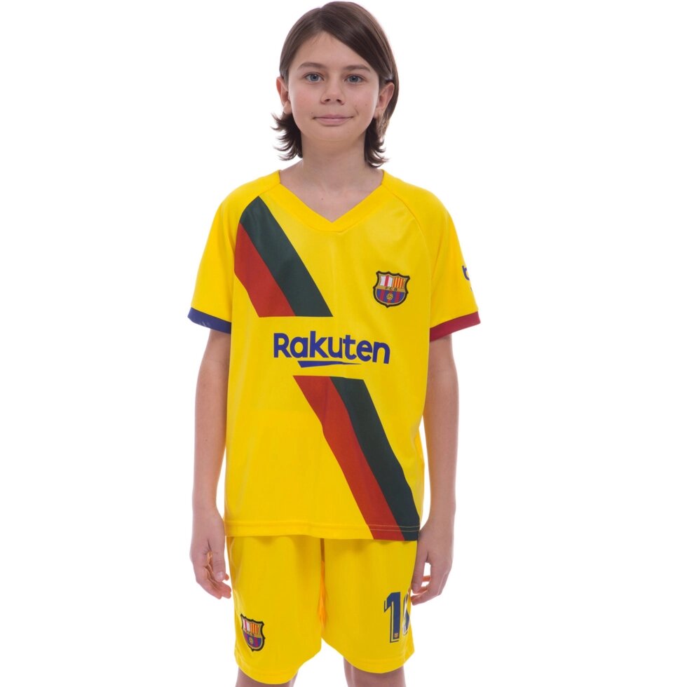 Форма футбольна дитяча BARCELONA MESSI 10 гостьова 2020 Zelart CO-0975 6-14 років жовтий від компанії Спортивний інтернет - магазин "One Sport" - фото 1