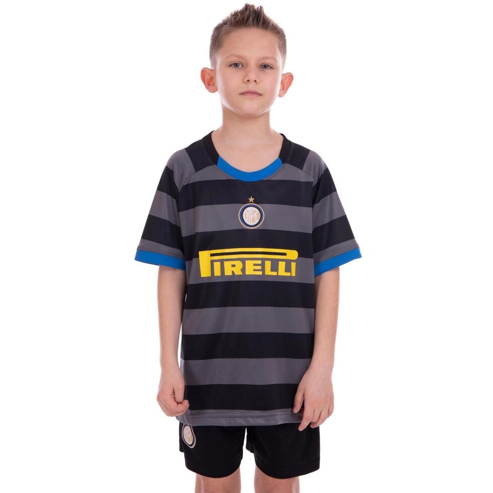 Форма футбольна дитяча INTER MILAN резервна 2021 Zelart CO-2461 8-14 років сірий-чорний від компанії Спортивний інтернет - магазин "One Sport" - фото 1