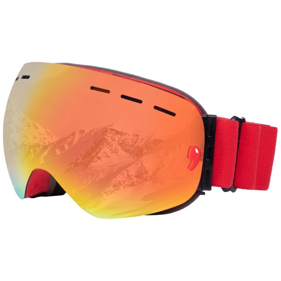 Гірськолижні окуляри SPOSUNE HX003 червона оправа, колір лінз-червоний дзеркальний від компанії Спортивний інтернет - магазин "One Sport" - фото 1
