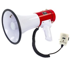Гучномовець HW-2007 (пластик, d-20,5 см, l-33см, 20W з мікрофоном, біло-червоний)
