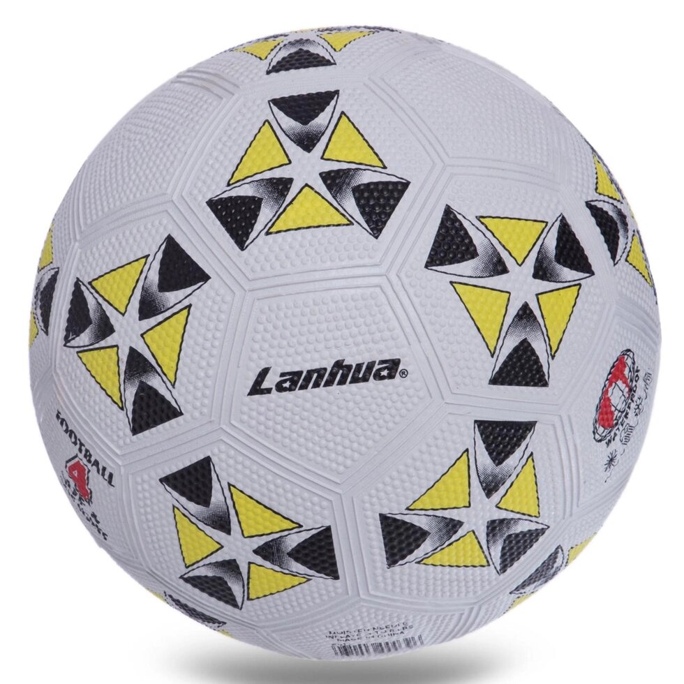 Гумовий Футбольний м'яч LANHUA S014 №4 білий-жовтий від компанії Спортивний інтернет - магазин "One Sport" - фото 1
