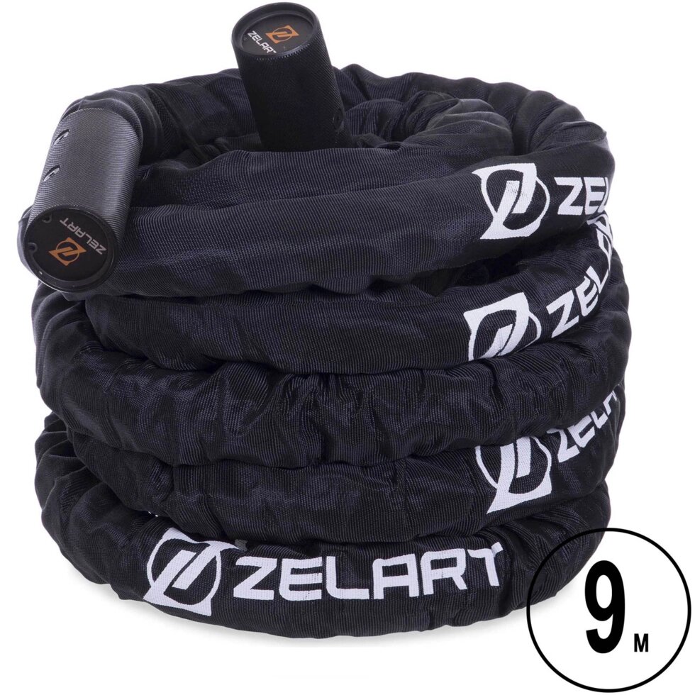 Канат для кроссфита в захисному рукаві Zelart FI-2631-9 9м чорний від компанії Спортивний інтернет - магазин "One Sport" - фото 1