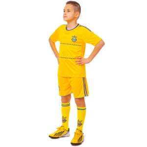 Комплект футбольної форми Zelart УКРАЇНА CO-1006-UKR-13B-ETM1721 XS-M (футболка, шорти, гетри) кольору в