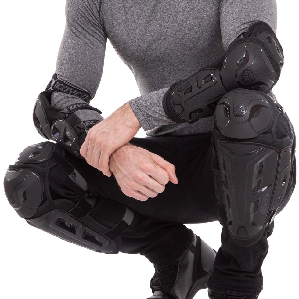 Комплект мотозахисту SCOYCO K26H26 (коліно, гомілка, передпліччя, лікоть) чорний від компанії Спортивний інтернет - магазин "One Sport" - фото 1