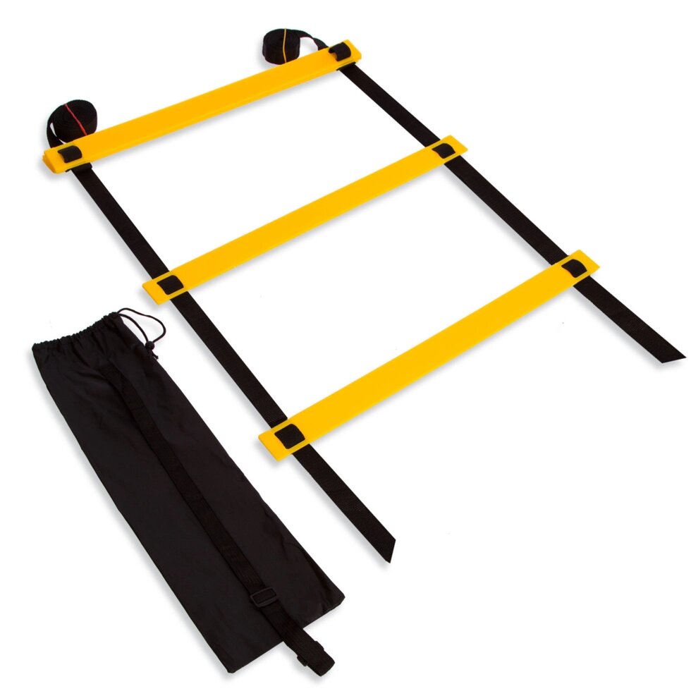 Координационная лестница дорожка для тренировки скорости Zelart C-4893 3м черный-желтый ##от компании## Спортивный интернет - магазин "One Sport" - ##фото## 1