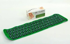 Ортопедичний килимок масажний з камінням (Масажна доріжка) WSX-168 (PVC, пластик, р-р 1,60x0,35м, зелений)