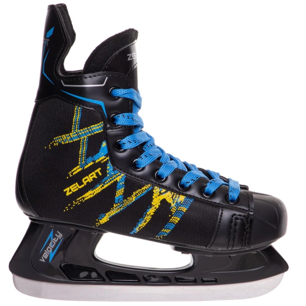 Ковзани хокейні Zelart Z-0886 розмір 37-46 чорний-синій-жовтий від компанії Спортивний інтернет - магазин "One Sport" - фото 1