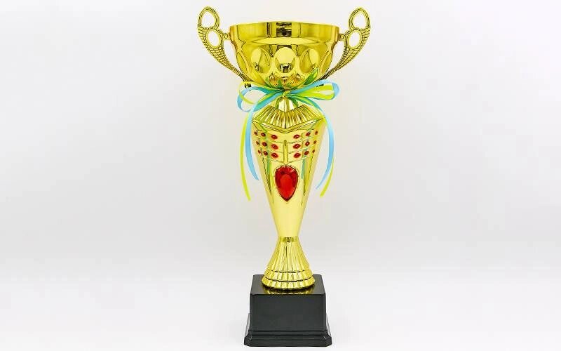 Кубок спортивний з ручками FLAME Y153A (метал, пластик, h-36см, b-19см, d чаші-19см, золото) від компанії Спортивний інтернет - магазин "One Sport" - фото 1