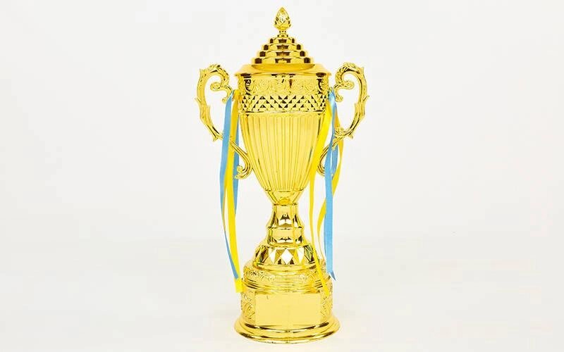 Кубок спортивний з ручками і кришкою CARVED QY078A (пластик, h-49см, b-24см, d чаші-16см, золото) від компанії Спортивний інтернет - магазин "One Sport" - фото 1