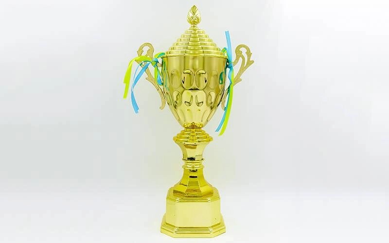 Кубок спортивний з ручками і кришкою WILL HQ884B (метал, пластик, h-40см, b-21см, d чаші-см, золото) від компанії Спортивний інтернет - магазин "One Sport" - фото 1
