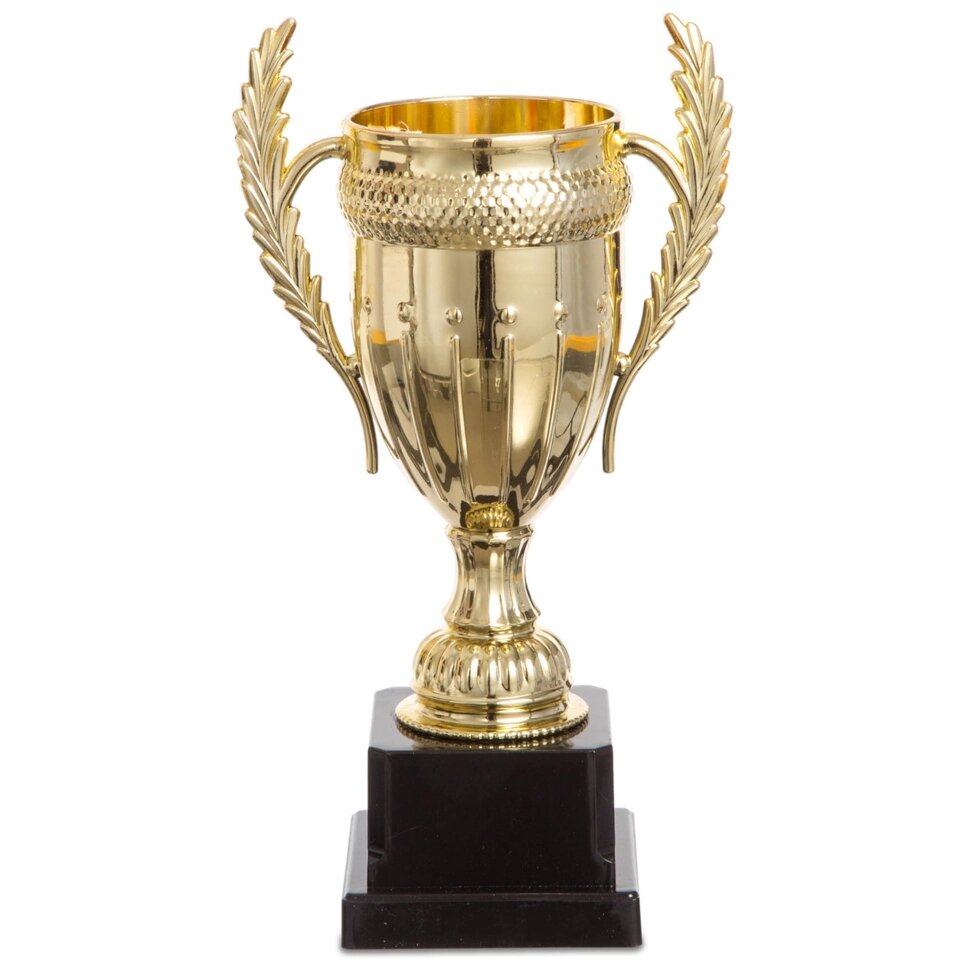 Кубок спортивний з ручками JZ001-1C (метал, пластик, h-25см, b-13см, d чаші-12см, золото) від компанії Спортивний інтернет - магазин "One Sport" - фото 1